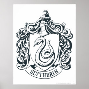 Affiches Harry Potter   Slytherin Crest - noir et blanc