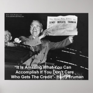 Affiches Harry Truman tient un journal "Dewey aime Truman