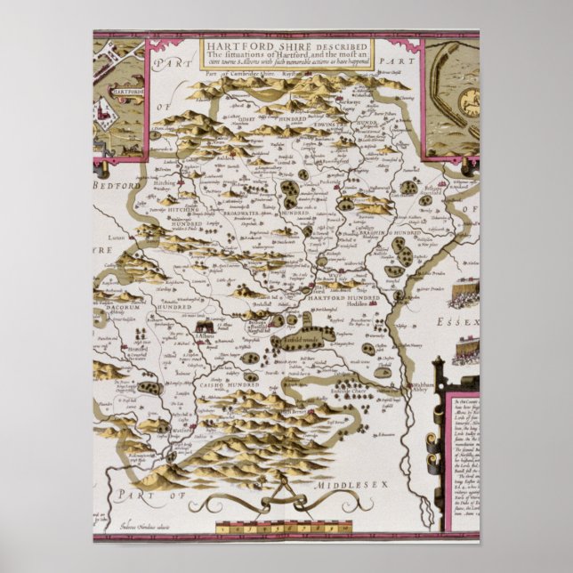 Affiches Hartfordshire et la situation de Hartford (Devant)