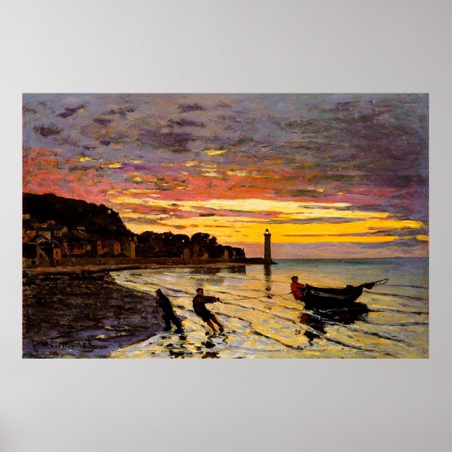 Affiches Hauling a Boat Ashore, Honfleur, 1864 (Devant)