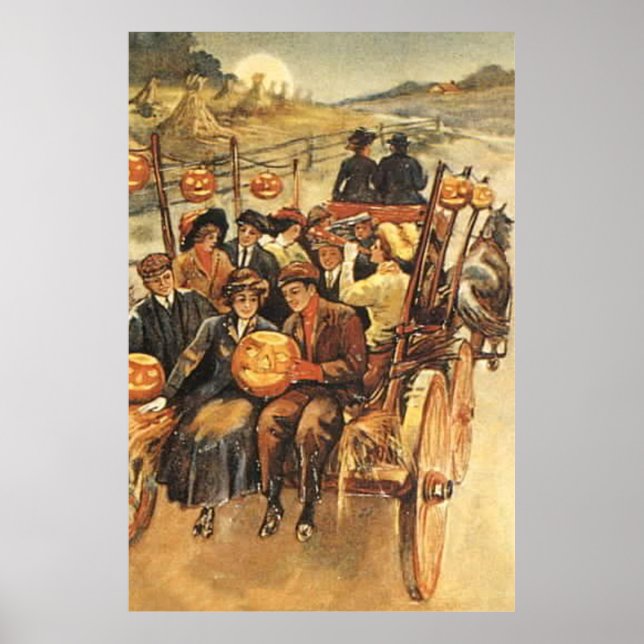 Affiches Hauné Hayride Jack O'Lantern Citrouille Moon (Devant)
