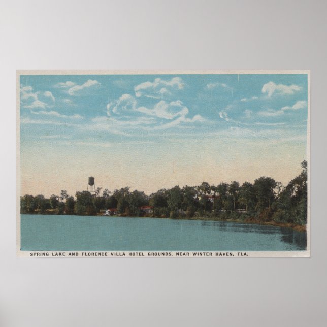 Affiches Haven d'hiver, Floride - Vue sur l'eau du printemp (Devant)