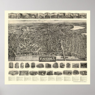 Affiches Haverhill, MA Carte panoramique - 1914