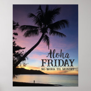 Affiches Hawaiian Beach Bar Aloha Friday Tropical Sunset
