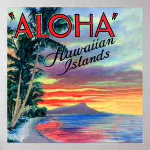 Affiches Hawaiian Islands Aloha Sunset