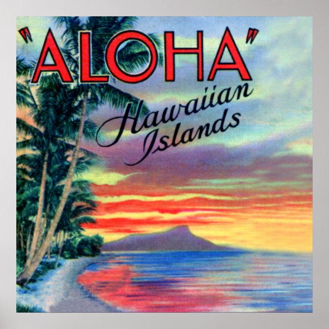 Affiches Hawaiian Islands Aloha Sunset (Devant)