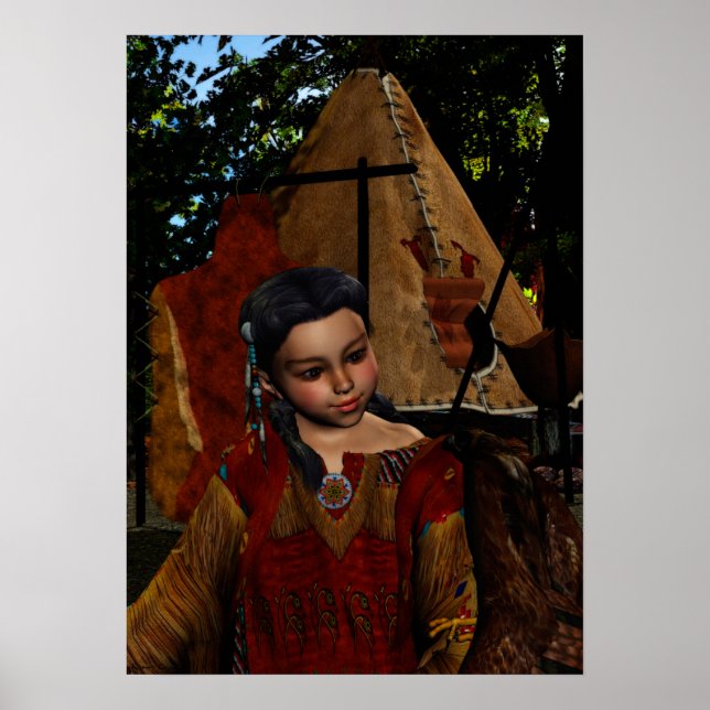 Affiches Hawk Whisper Native Girl & Hawk (Devant)