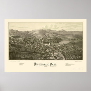 Affiches Haydenville, carte panoramique de mA - 1886