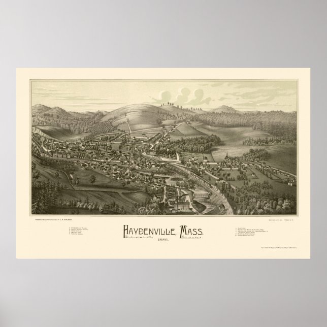 Affiches Haydenville, MA Carte panoramique - 1886 (Devant)