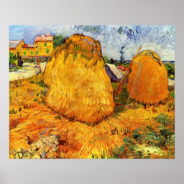 Affiches Haystacks en Provence par Vincent van Gogh (Devant)
