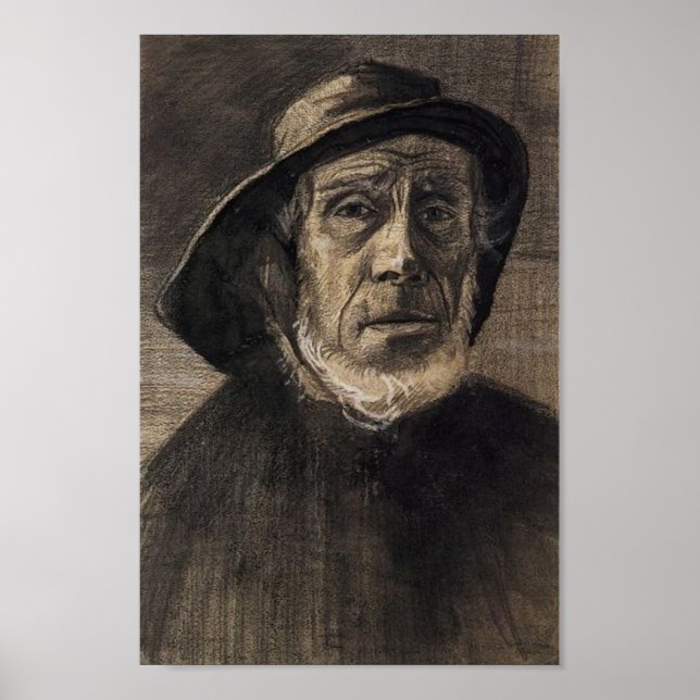 Affiches Head Fisherman, Beard Sou'wester, Vincent van Gogh (Devant)