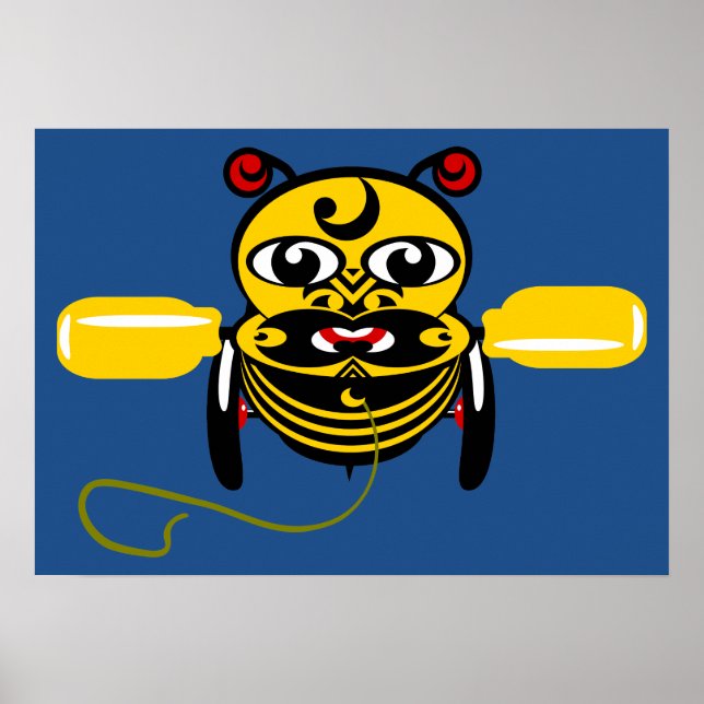 Affiches Hei Tiki Bee Toy Maori Design Nouvelle-Zélande (Devant)