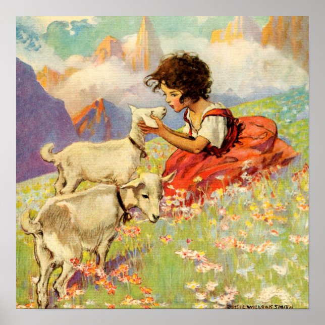 Affiches "Heidi et ses chèvres" par Jessie Willcox Smith (Devant)