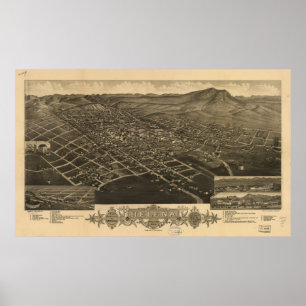 Affiches Helena Montana 1883 Carte panoramique antique