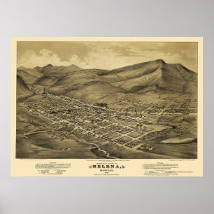 Affiches Helena, MT Carte panoramique - 1875