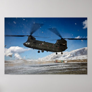 Affiches Hélicoptère Chinook en neige