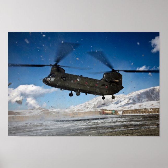 Affiches Hélicoptère Chinook en neige (Devant)