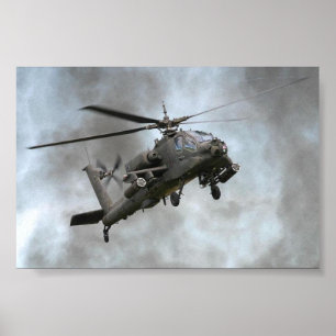 Affiches Hélicoptère d'Apache dans la fumée