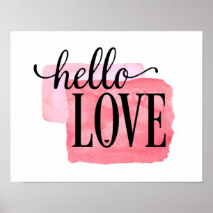 Affiches Hello Love - Modern Watercolor Love Imprimer