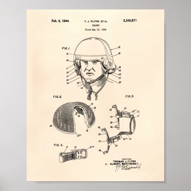 Affiches Helmet 1944 Patent Art Old Peper (Devant)