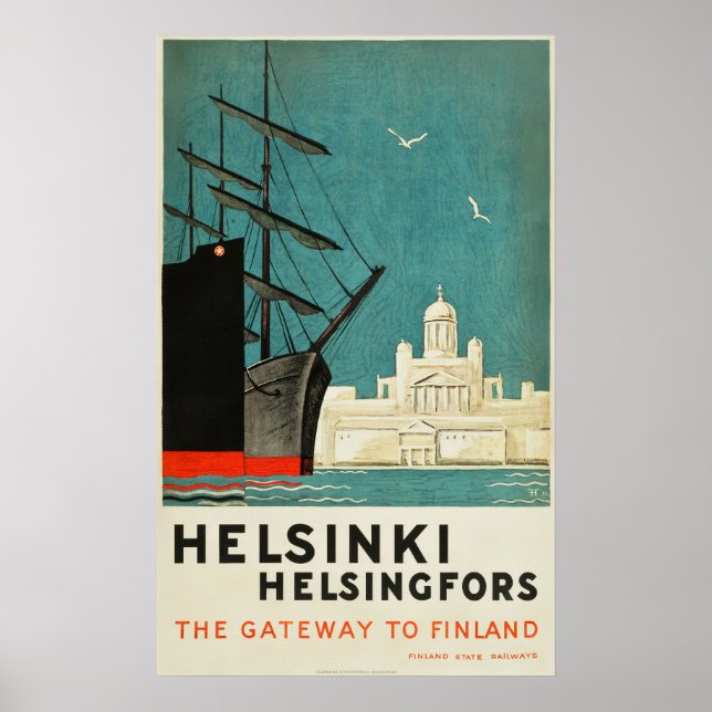 Affiches Helsinki, Finlande Porte d'affiche de voyage en Fi (Devant)