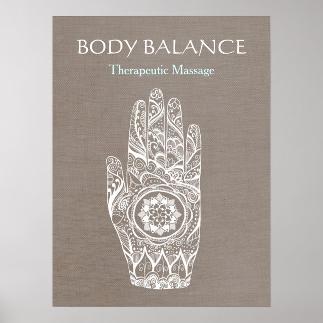 Affiches Henné naturel guérisseur main Lotus (Devant)