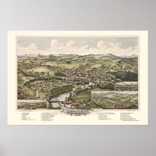 Affiches Henniker, carte panoramique de NH - 1889