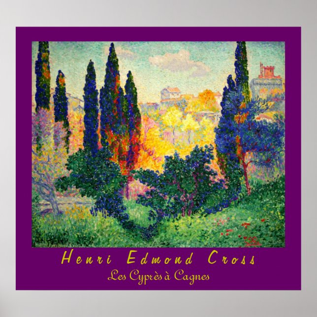 Affiches Henri Edmond Cross: Cypresses at Cagnes (Devant)
