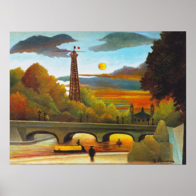 Affiches Henri Rousseau Tour Eiffel au coucher du soleil (Devant)