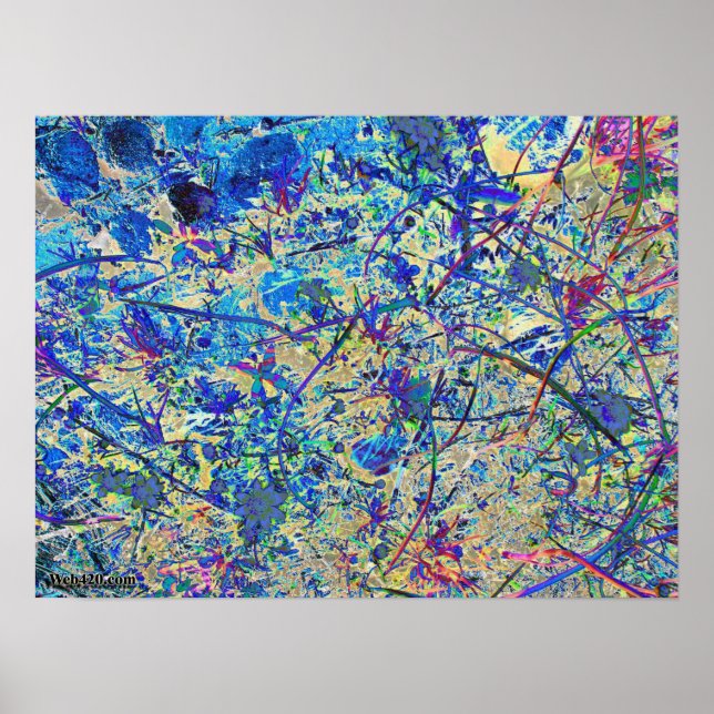 Affiches herbe bleue et fleurs (Devant)