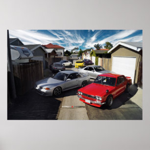 Affiches HÉRITAGE de Nissan GT-R R35, de R34, de R33, de
