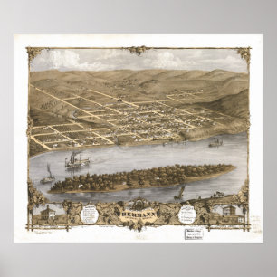 Affiches Hermann Missouri 1869 Carte panoramique antique