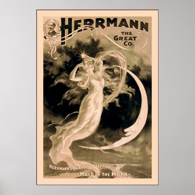 Affiches Herrmann the Great Co. ~ 1898 ~ Vintage Magician (Devant)