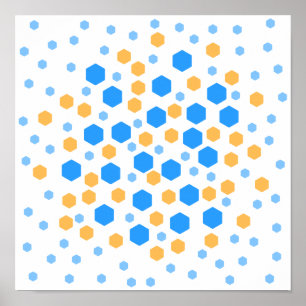 Affiches Hexagones bleus et oranges