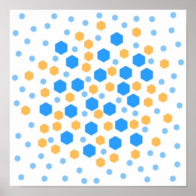 Affiches Hexagons bleu et orange. (Devant)