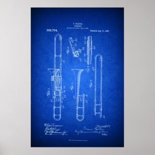 Affiches Hi res Trombone Patent art Blueprint style