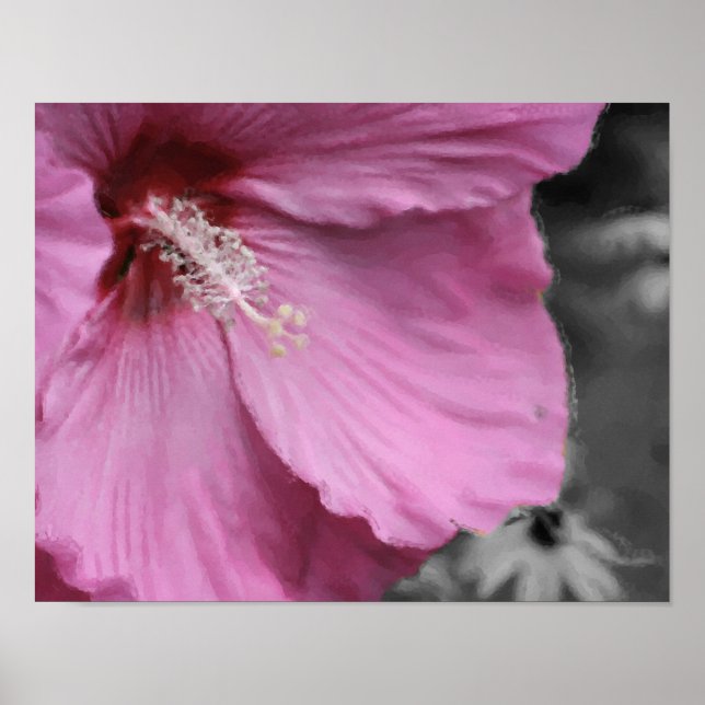 Affiches Hibiscus rose Peinture Art (Devant)