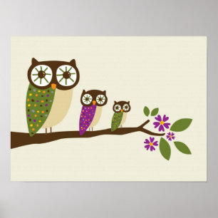 Affiches hibou dans une zone de rangée