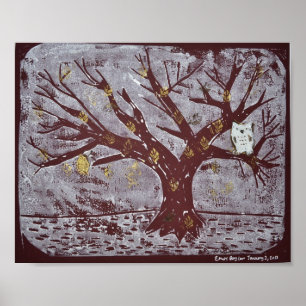 Affiches Hibou sur une copie d'arbre de Milou