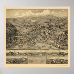 Affiches Higganum, carte panoramique de CT - 1881