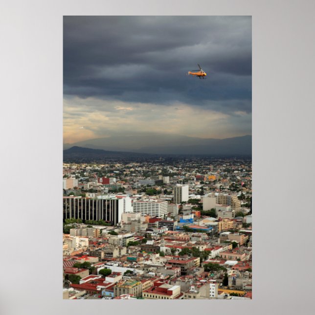 Affiches High Angle View Of Cityscape Against Cloudy Sky (Devant)