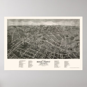 Affiches High Point, NC Panoramic Map - 1913