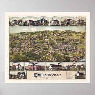 Affiches Highlandville, MA Carte panoramique - 1887