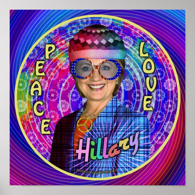 Affiches Hillary Clinton 2016 Président Hippie Politique (Devant)
