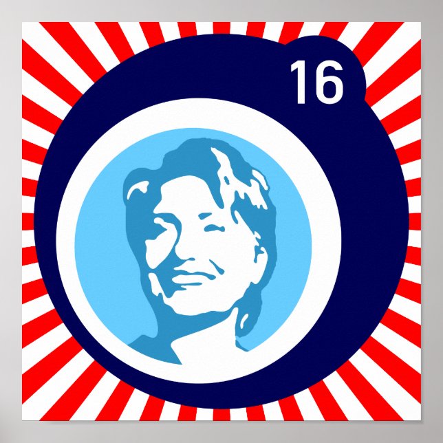 Affiches hillary clinton bleuBubble rougeRays (Devant)