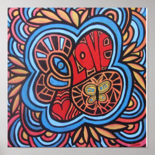 Affiches Hippie Love Art Acrylique