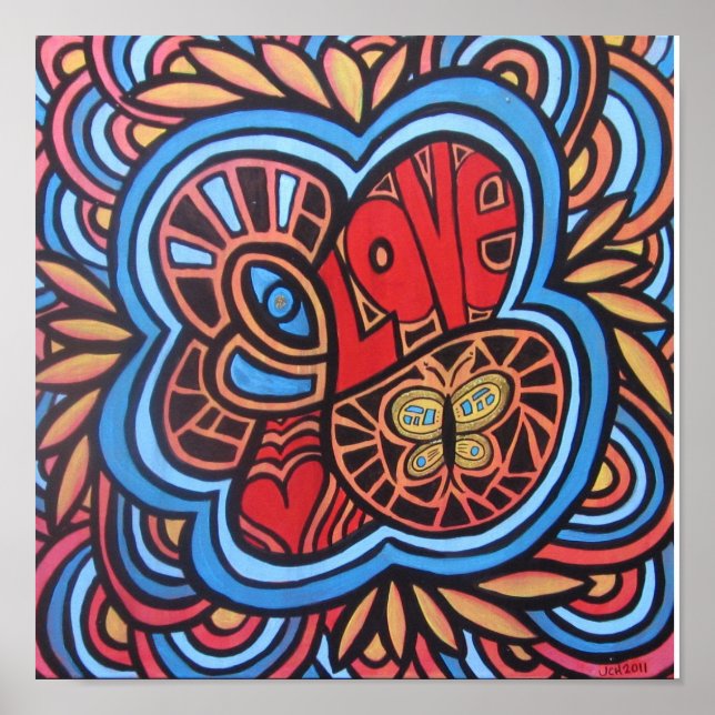 Affiches Hippie Love Art Acrylique (Devant)