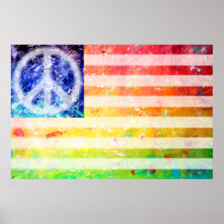 Affiches Hippie Paix Freak Drapeau Art