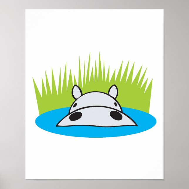 Affiches hippo se cachant dans l'eau (Devant)