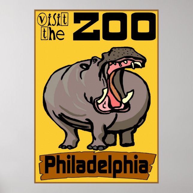 Affiches Hippo : Visiter Zoo Philadelphie (Devant)